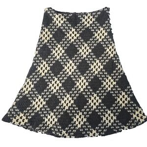 Express Lambswool Skirt Womens 3/4 Gray Cream Geometric Popcorn Knit A-Line